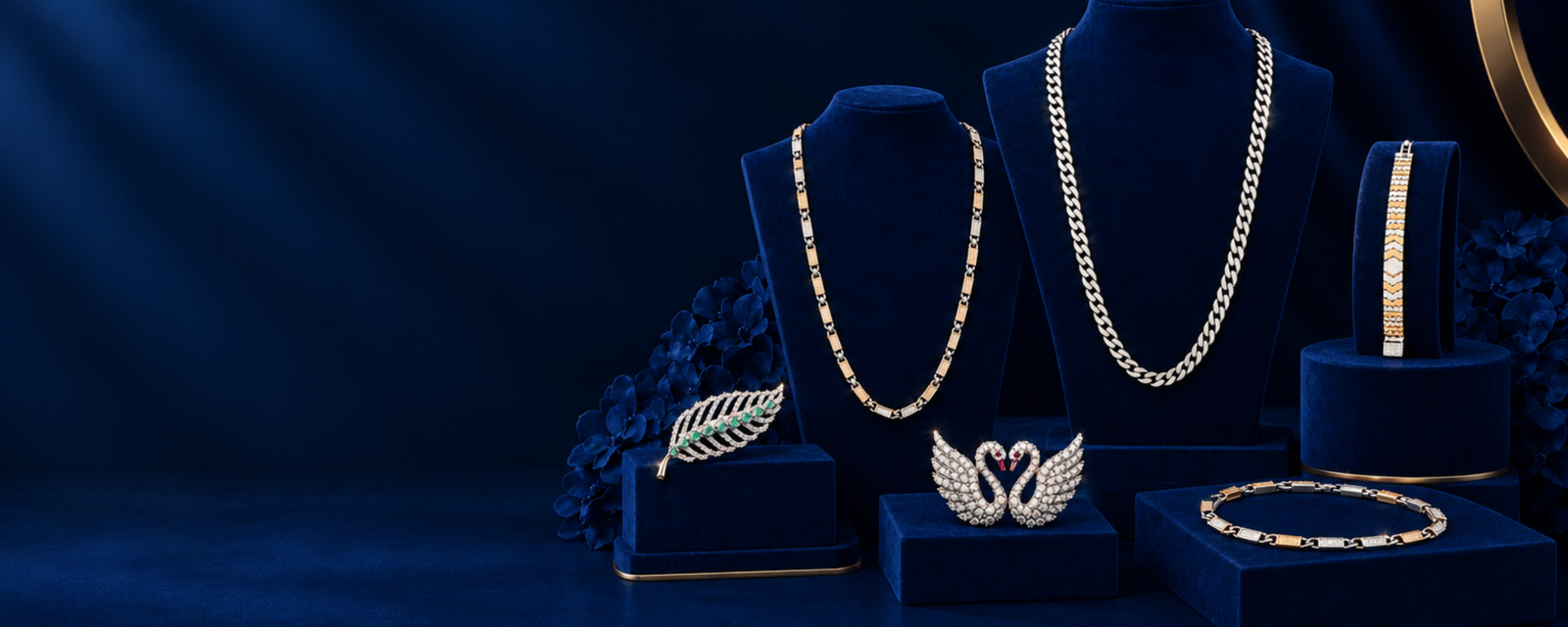 Navy Velvet Jewelry Showcase